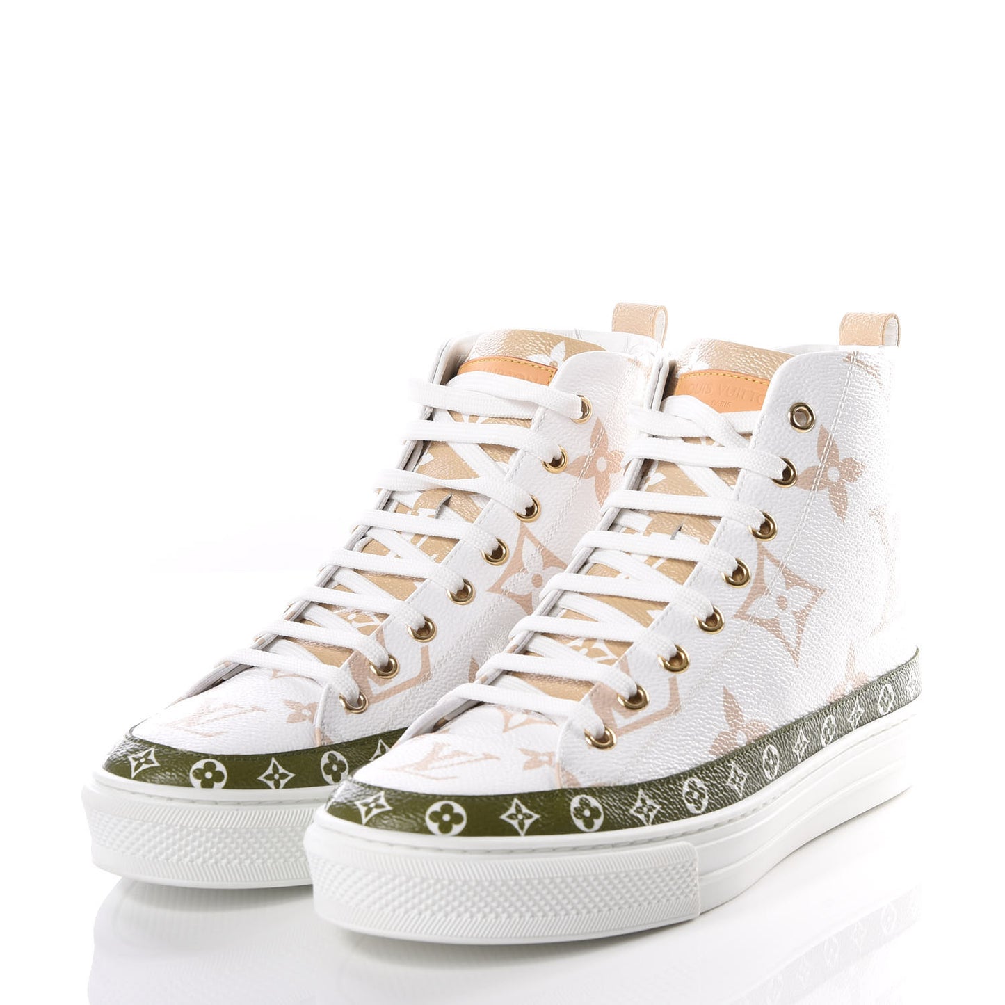 Monogram Giant Stellar Sneaker Boots 38.5 Kaki White Beige