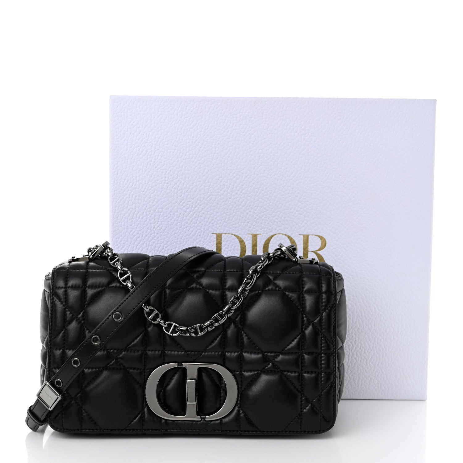 Christian Dior Calfskin Macrocannage Medium Caro Bag Black 11 of 11