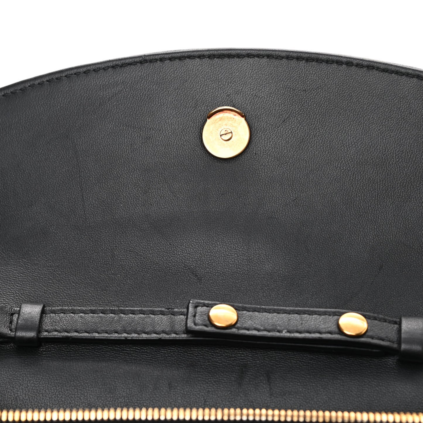 Shiny Goatskin Logo Embossed BB Wallet On Chain Black