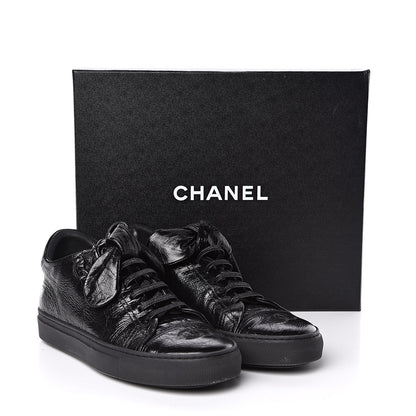 Chanel Crumpled Calfskin Womens CC Bow Sneakers 37 Black 9 of 9