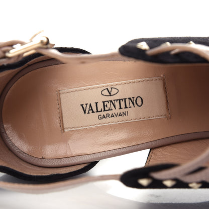 Valentino Garavani Suede Rockstud Caged Sandals 37 Black 8 of 10