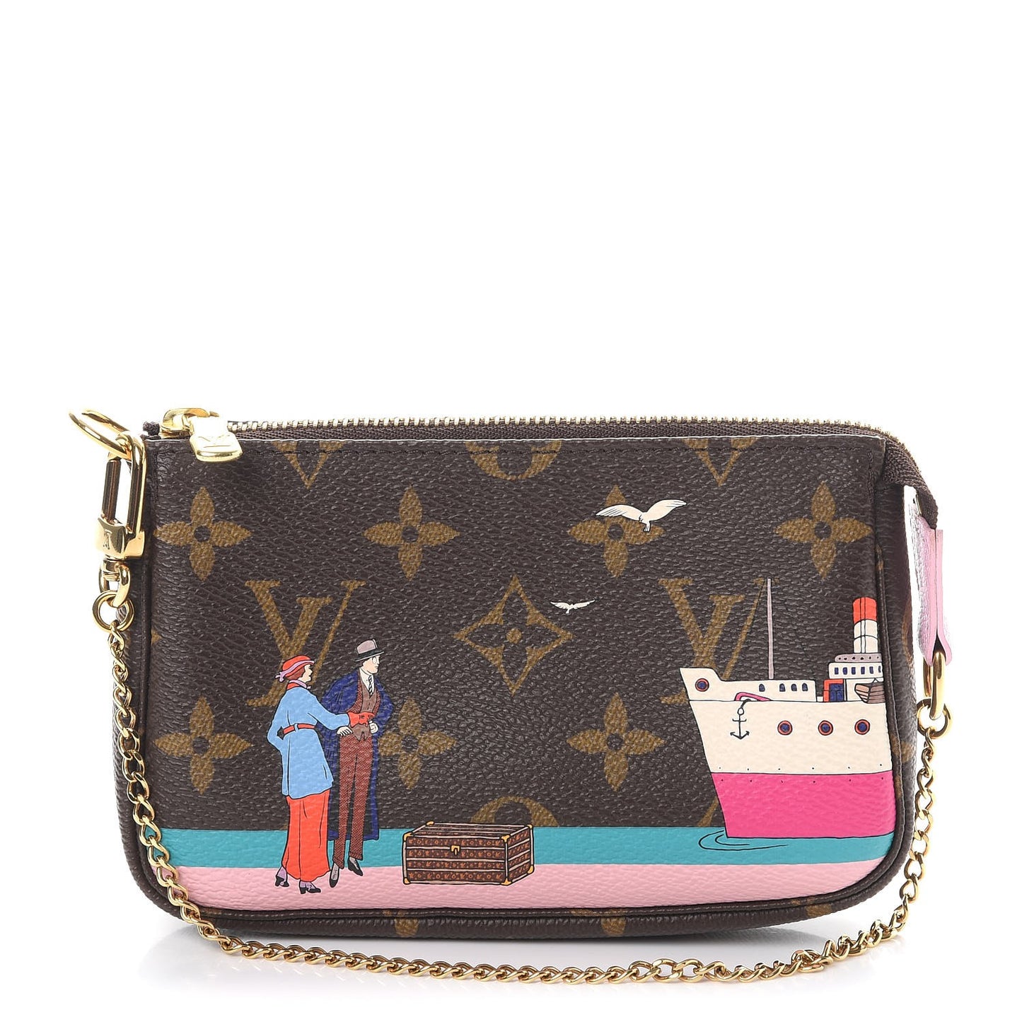 Monogram 2016 Christmas Animation Mini Pochette Accessories Rose Ballerine