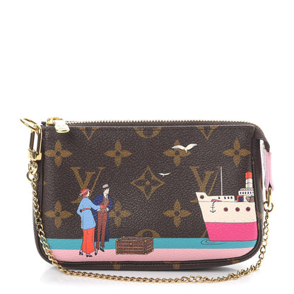 Louis Vuitton Monogram 2016 Christmas Animation Mini Pochette Accessories Rose Ballerine 1 of 7