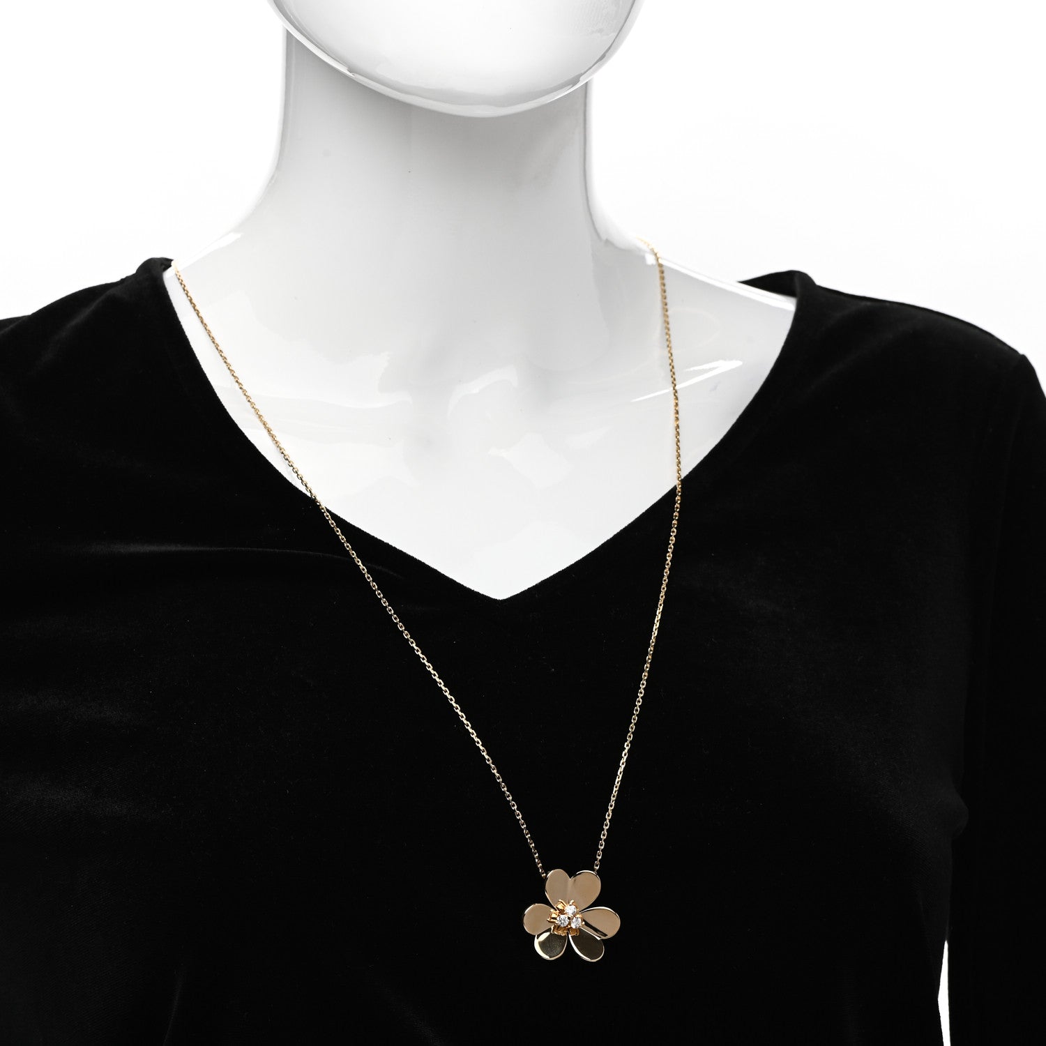 Van Cleef & Arpels 18K Yellow Gold Diamond Very Large Frivole Clip Pendant Necklace 2 of 4