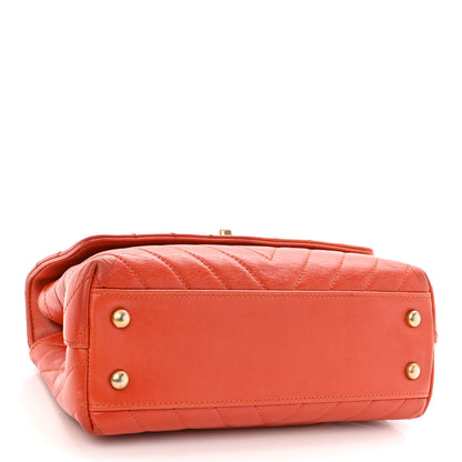 Chanel Calfskin Chevron Quilted Mini Coco Handle Flap Orange 4 of 12