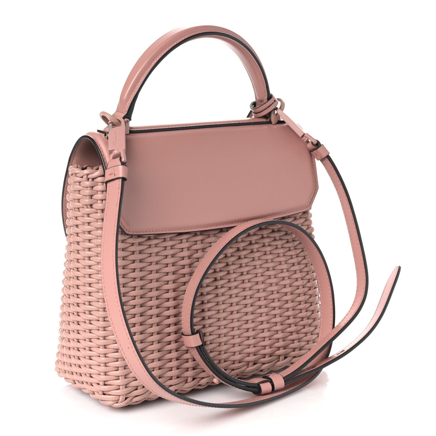 Smooth Calfskin Wicker Small Boxyz Antique Rose