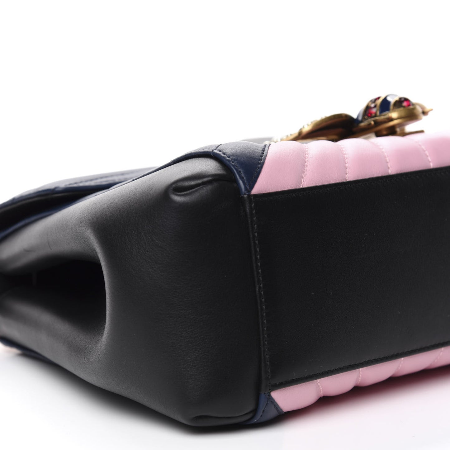 Calfskin Bamboo Trapuntata Queen Margaret Top Handle Bag Blue Agata Hibiscus Red Mystic White Sugar Pink