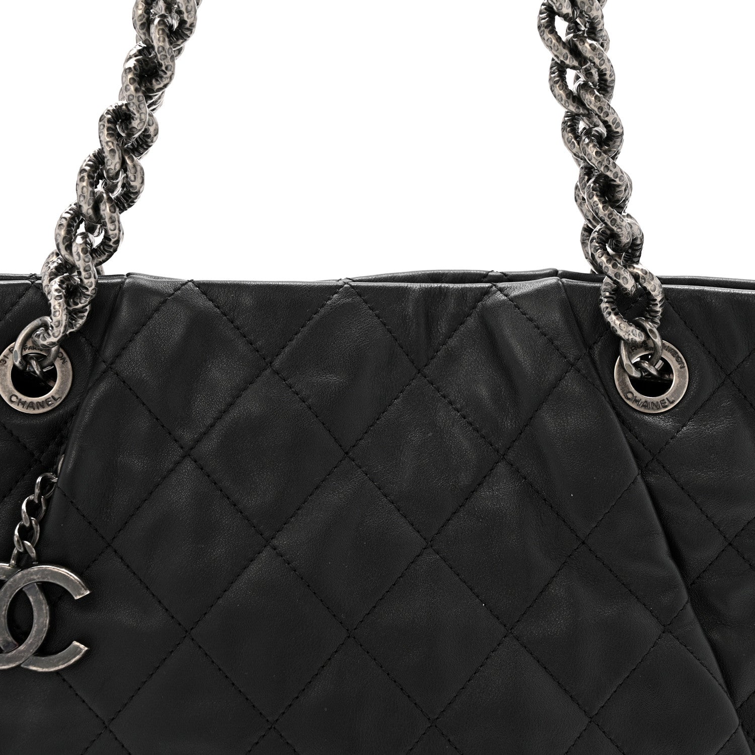 Chanel Calfskin Quilted Large Coco Pleats Tote Black 8 of 13