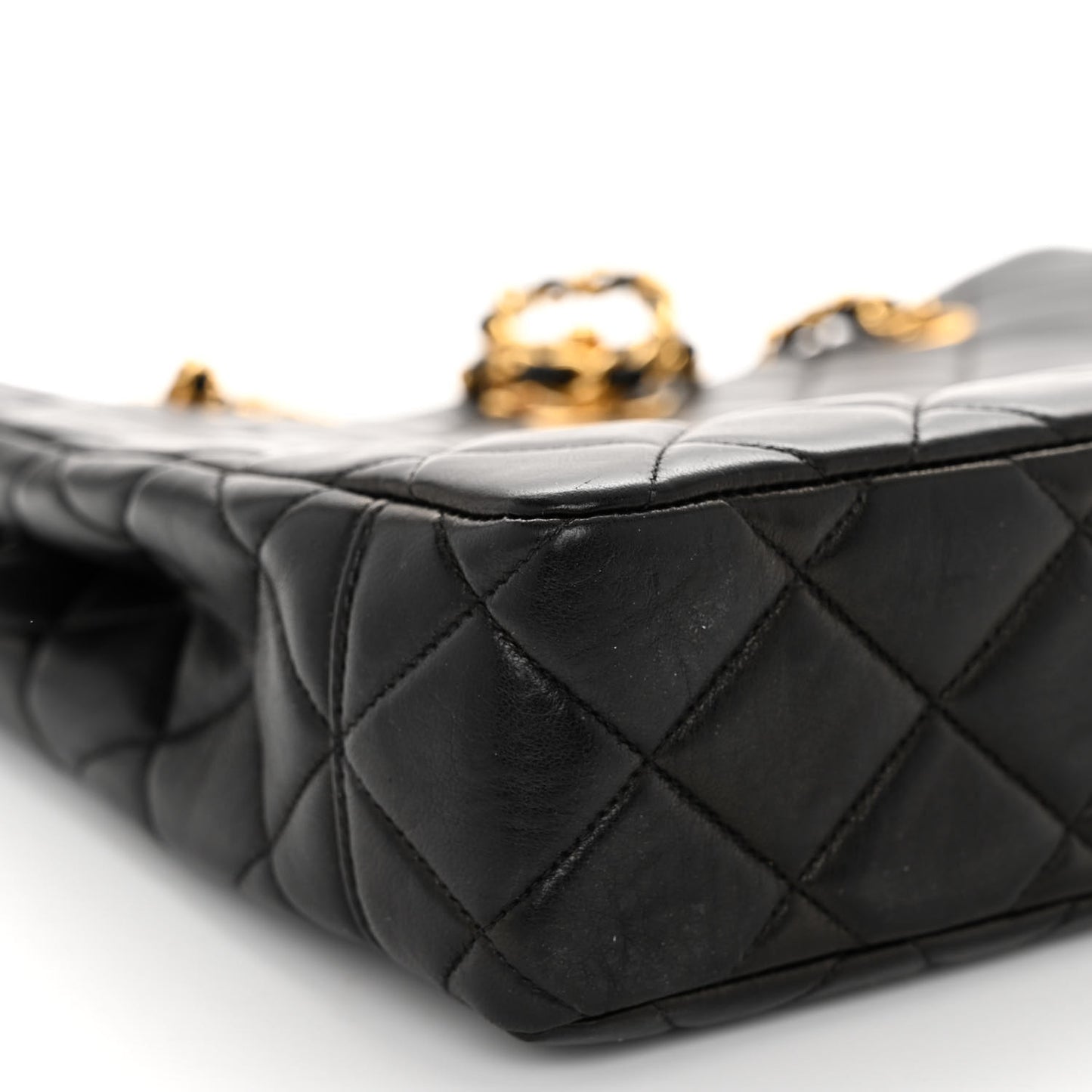 Lambskin Quilted Shopping Tote Black