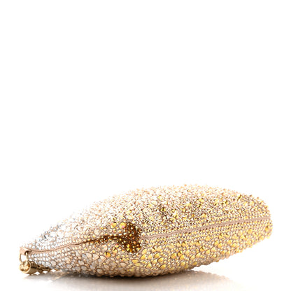 Jimmy Choo Satin Crystal Embellished Callie Tasseled Clutch Gold 4 of 10