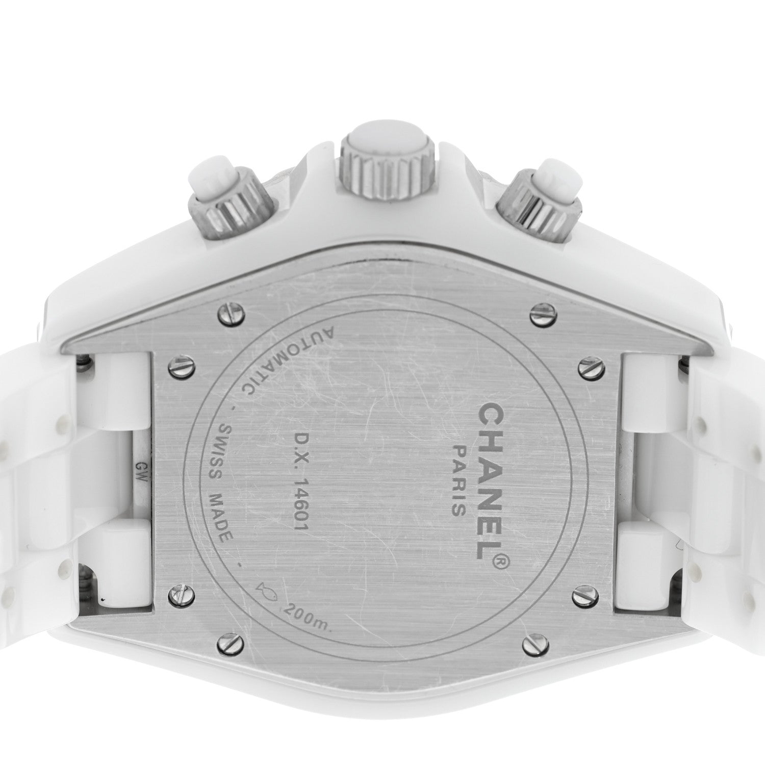 Chanel Stainless Steel Ceramic Diamond Bezel 41mm J12 Chronograph Automatic Watch White 4 of 4