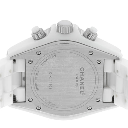 Chanel Stainless Steel Ceramic Diamond Bezel 41mm J12 Chronograph Automatic Watch White 4 of 4