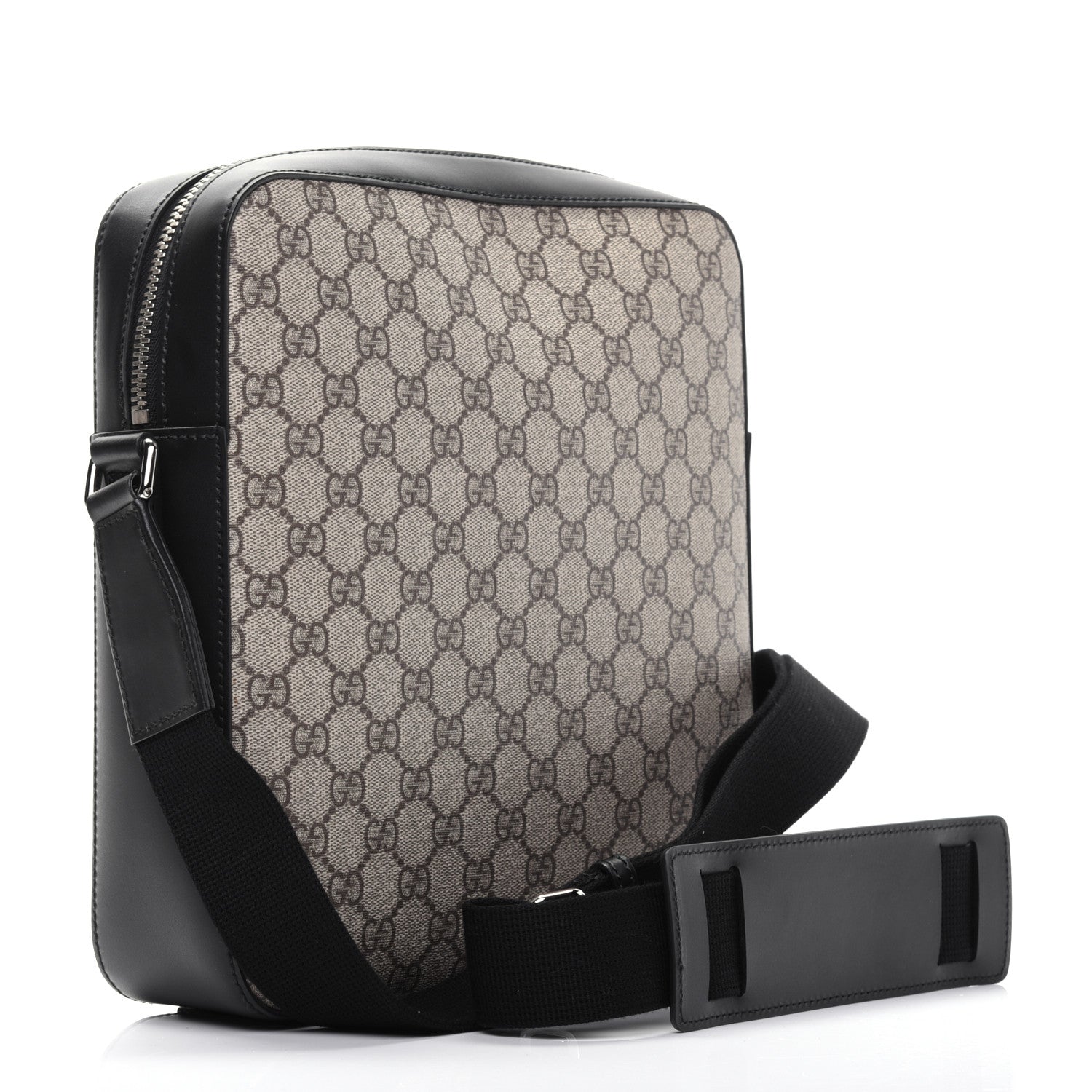Gucci GG Supreme Monogram Flat Messenger Bag Black 3 of 15