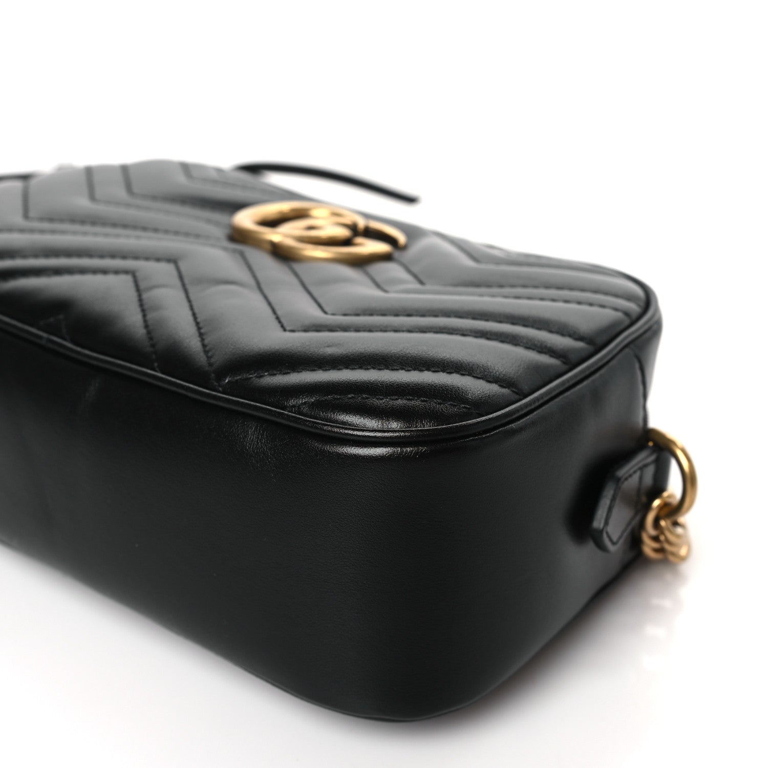 Gucci Calfskin Matelasse Small GG Marmont Chain Shoulder Bag Black 9 of 10