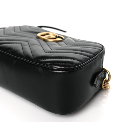 Gucci Calfskin Matelasse Small GG Marmont Chain Shoulder Bag Black 9 of 10