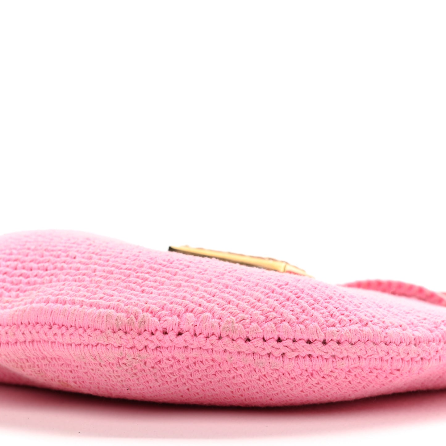 Fabric Crochet Vitello Grace Small Croissant Hobo Pink