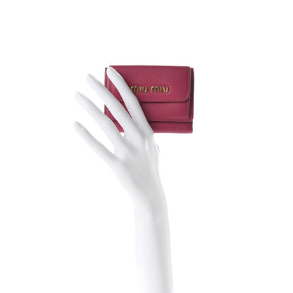 Miu Miu Goatskin Madras Flap Wallet Peonia 2 of 7