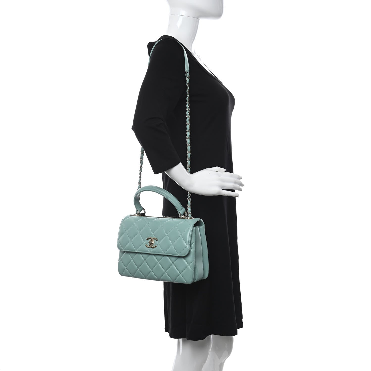 Chanel Lambskin Quilted Small Trendy CC Flap Dual Handle Bag Light Green 2 of 27