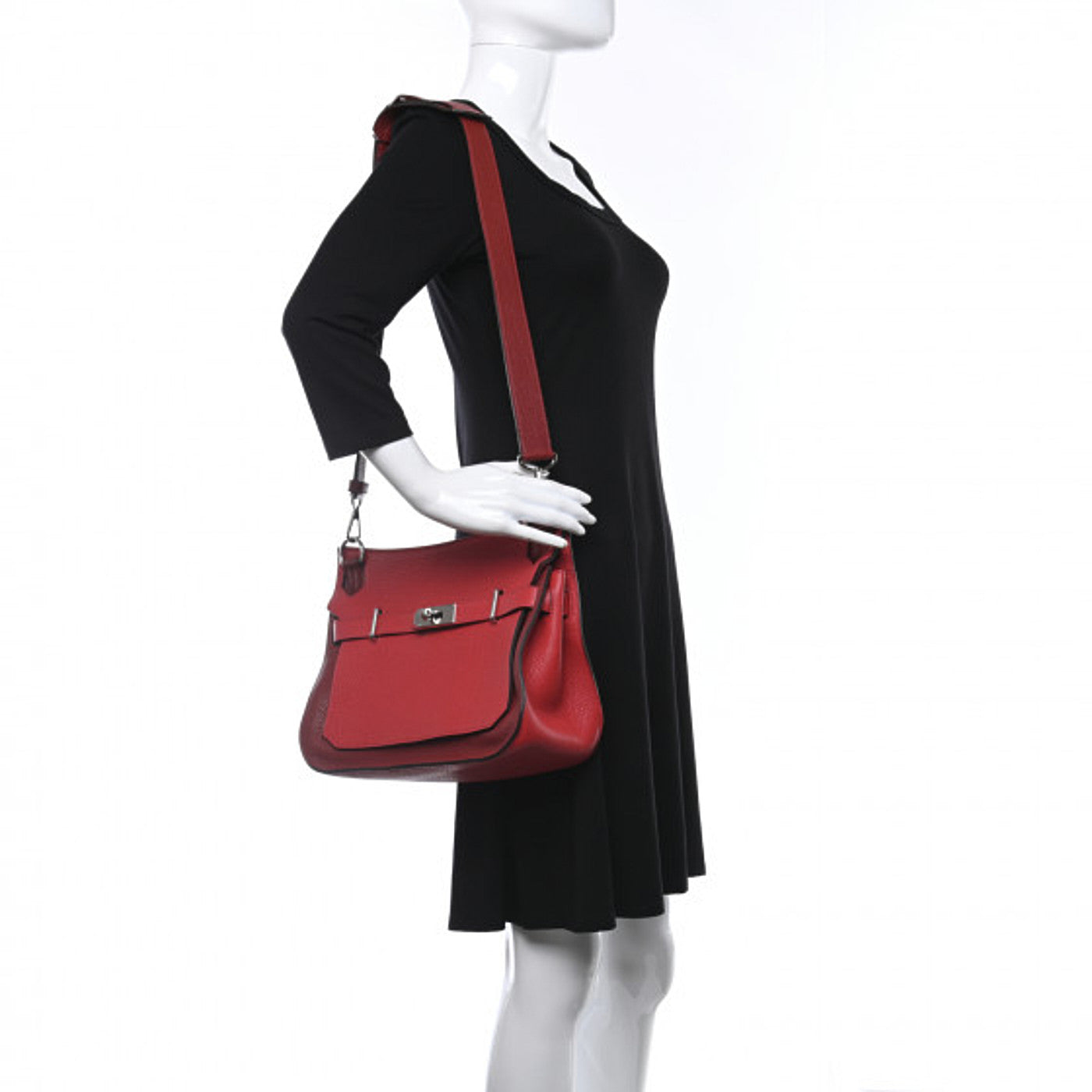 Hermes Taurillon Clemence Bi-Color Jypsiere 31 Rouge Casaque Rouge H 2 of 11