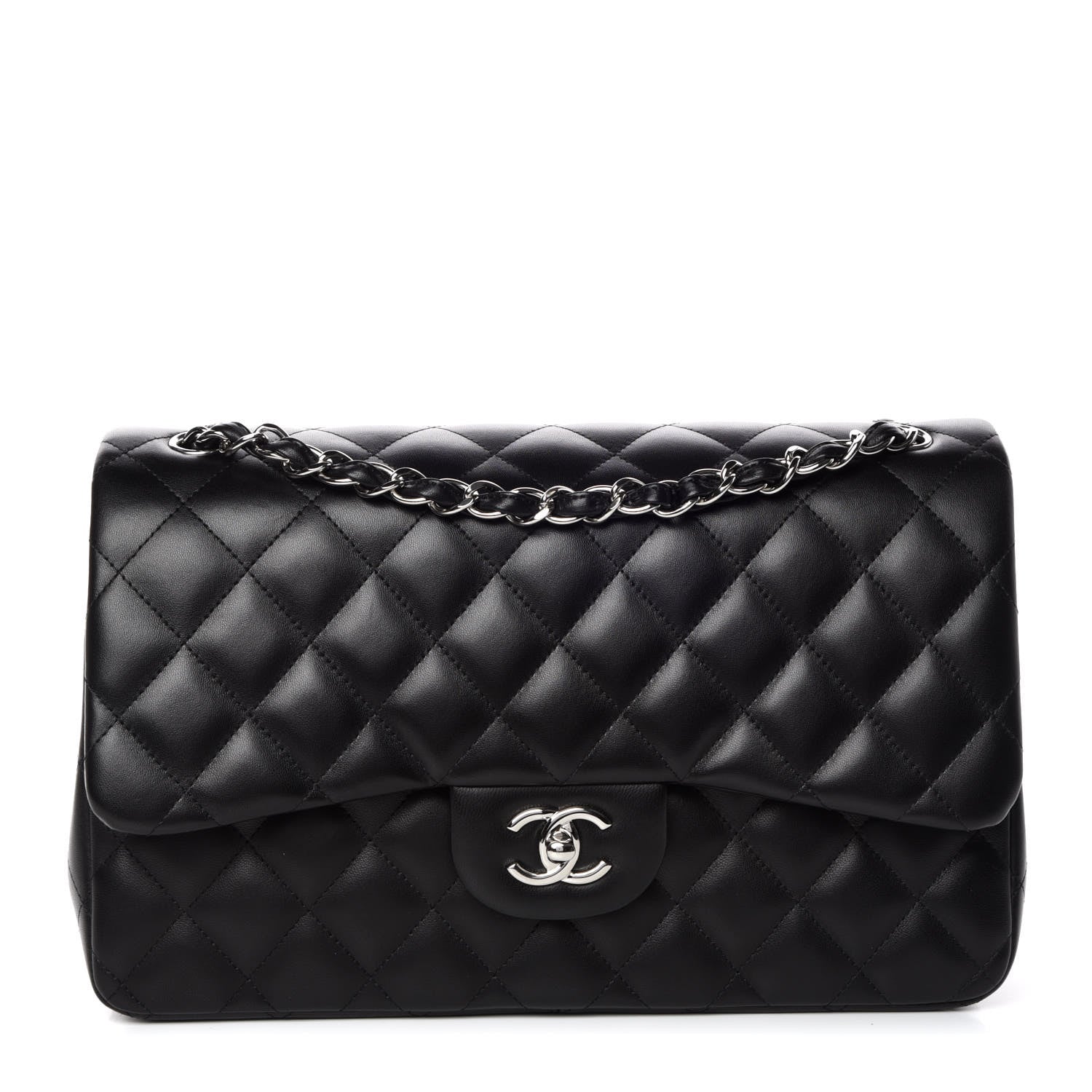 Chanel Lambskin Quilted Jumbo Double Flap Black 1 of 12