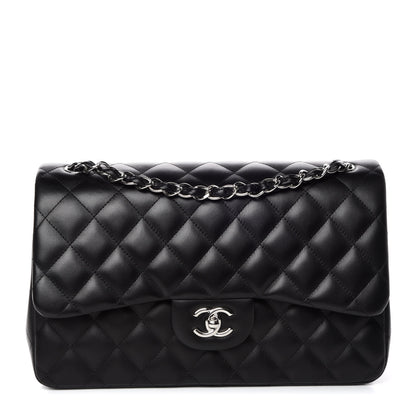 Chanel Lambskin Quilted Jumbo Double Flap Black 1 of 12