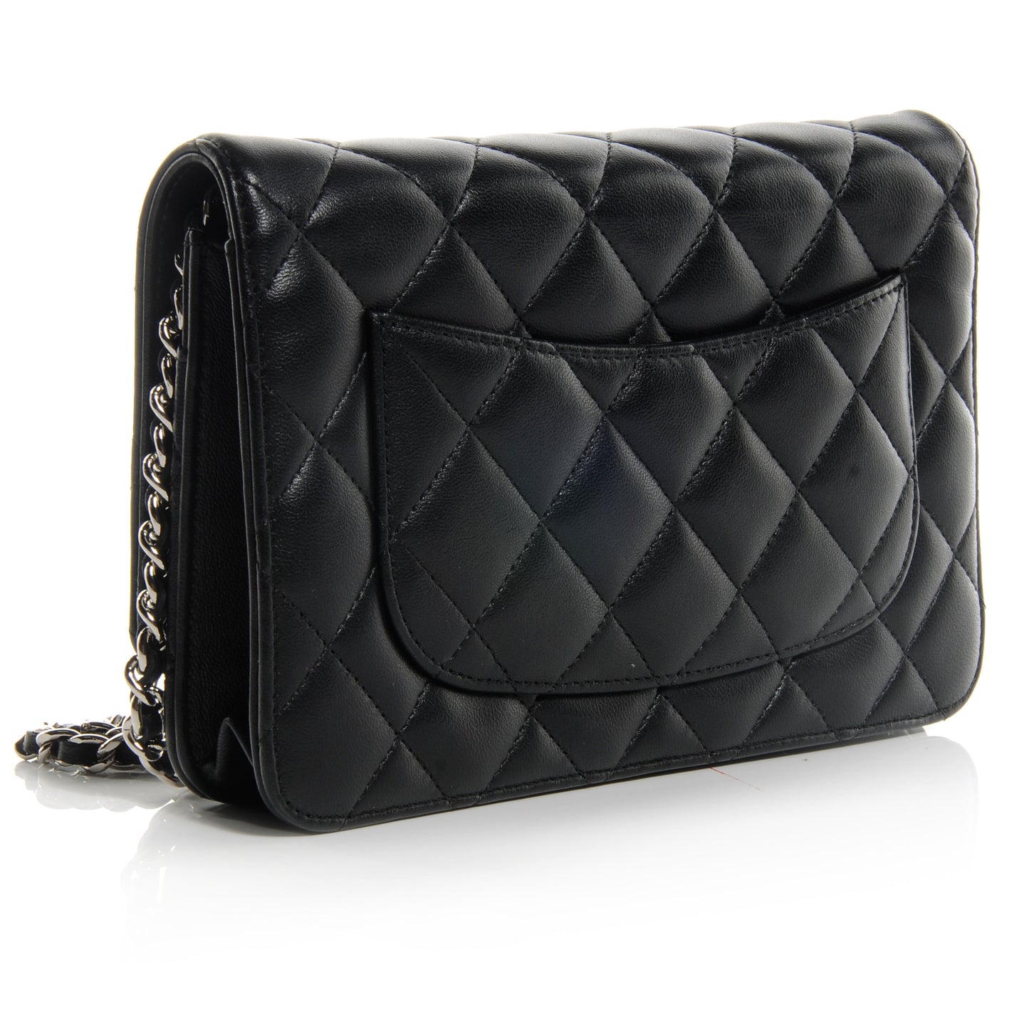 Lambskin Quilted Wallet On Chain WOC Black