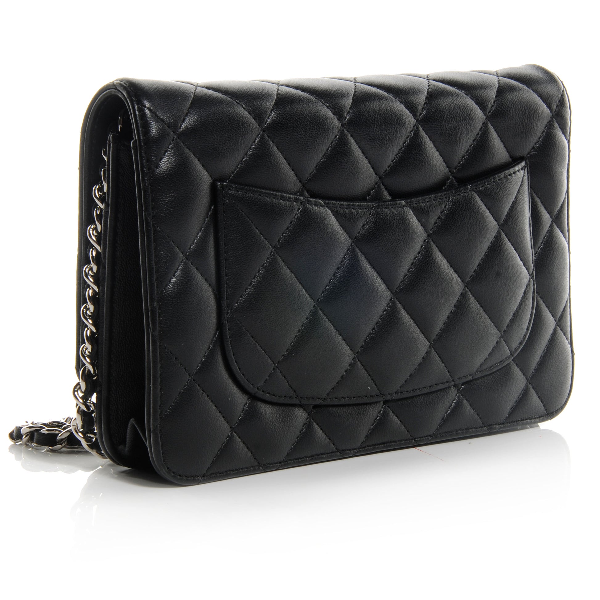 Chanel Lambskin Quilted Wallet On Chain WOC Black 3 of 10