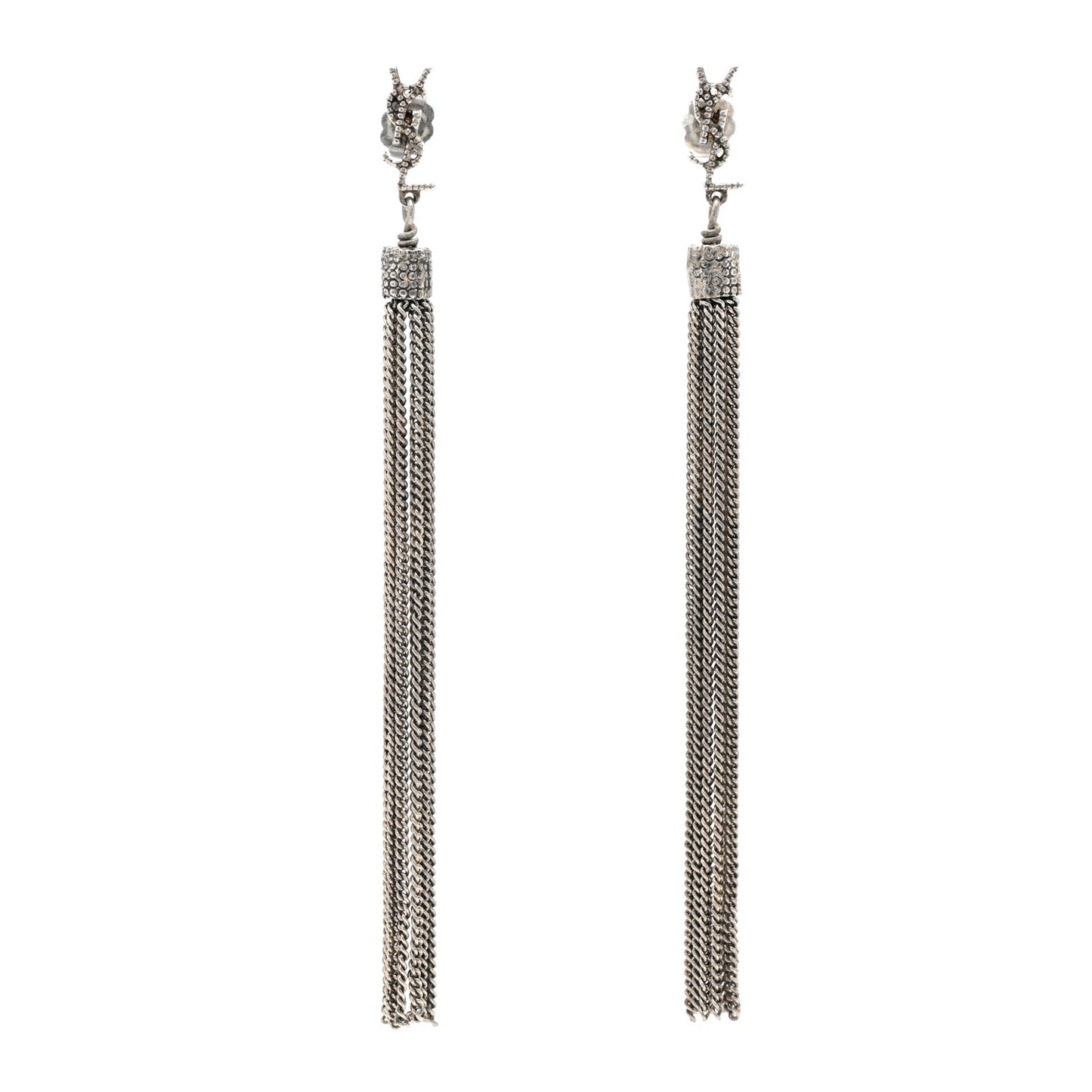 Metal Monogram Loulou Tassel Earrings Silver