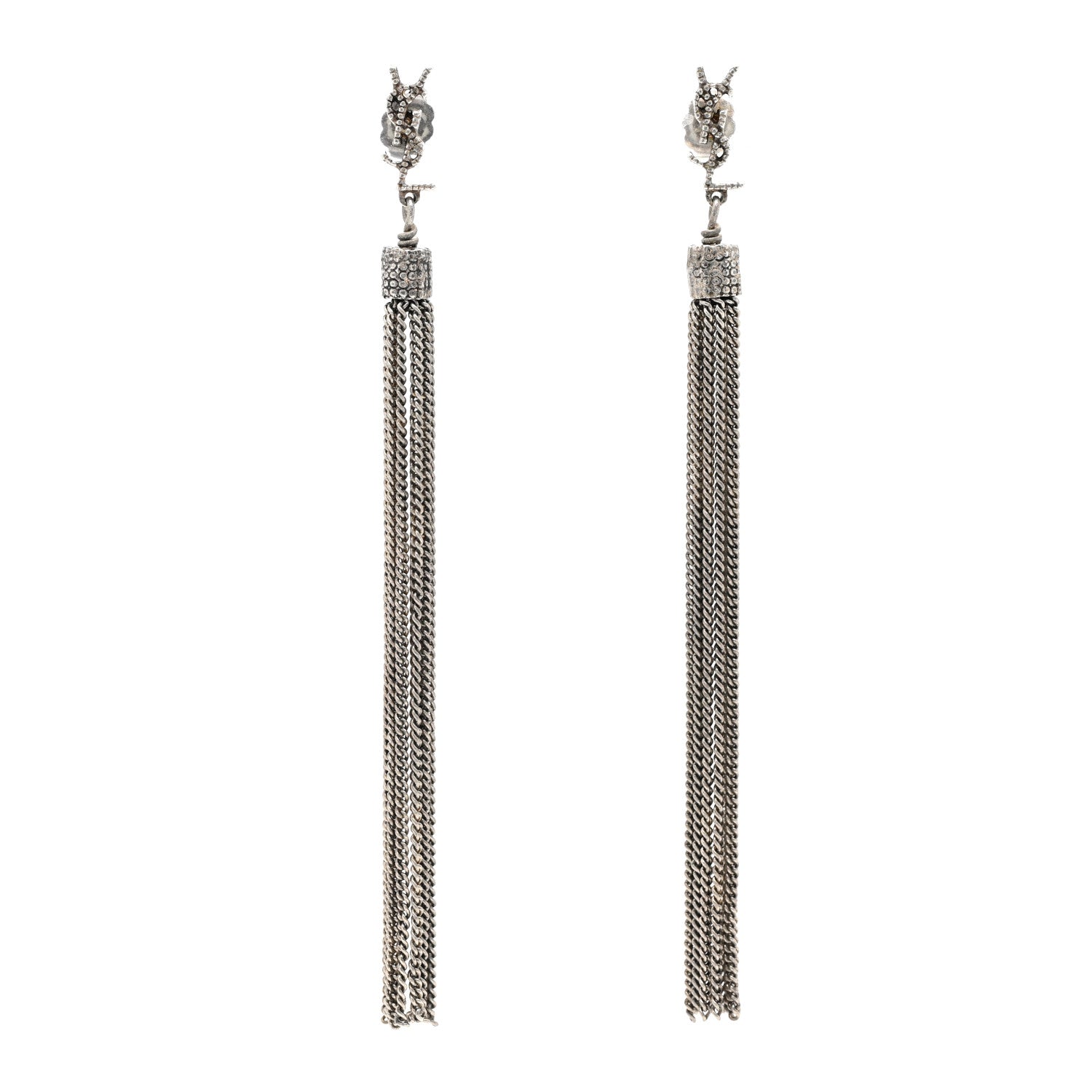 Saint Laurent Metal Monogram Loulou Tassel Earrings Silver 1 of 5