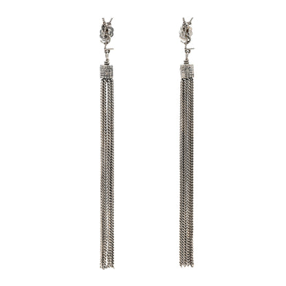 Saint Laurent Metal Monogram Loulou Tassel Earrings Silver 1 of 5