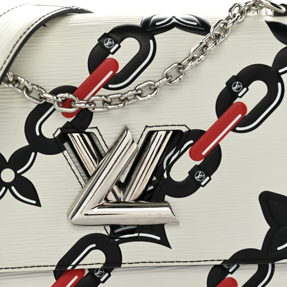 Epi Chain Flower Twist Shoulder Bag MM White