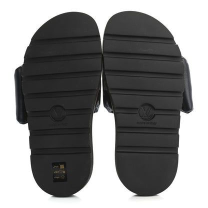 Louis Vuitton Nylon Monogram Womens Pool Pillow Comfort Mules 38 Navy Blue 6 of 9