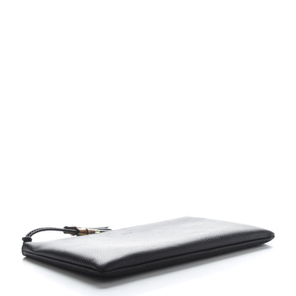 Gucci Pebbled Calfskin Large Bamboo Clutch Black 4 of 10