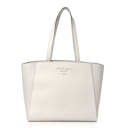 Prada Saffiano Cuir City Calf Monochrome Shopping Tote White 1 of 8