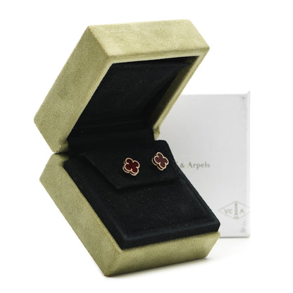 Van Cleef & Arpels 18K Rose Gold Carnelian Sweet Alhambra Earrings 5 of 5