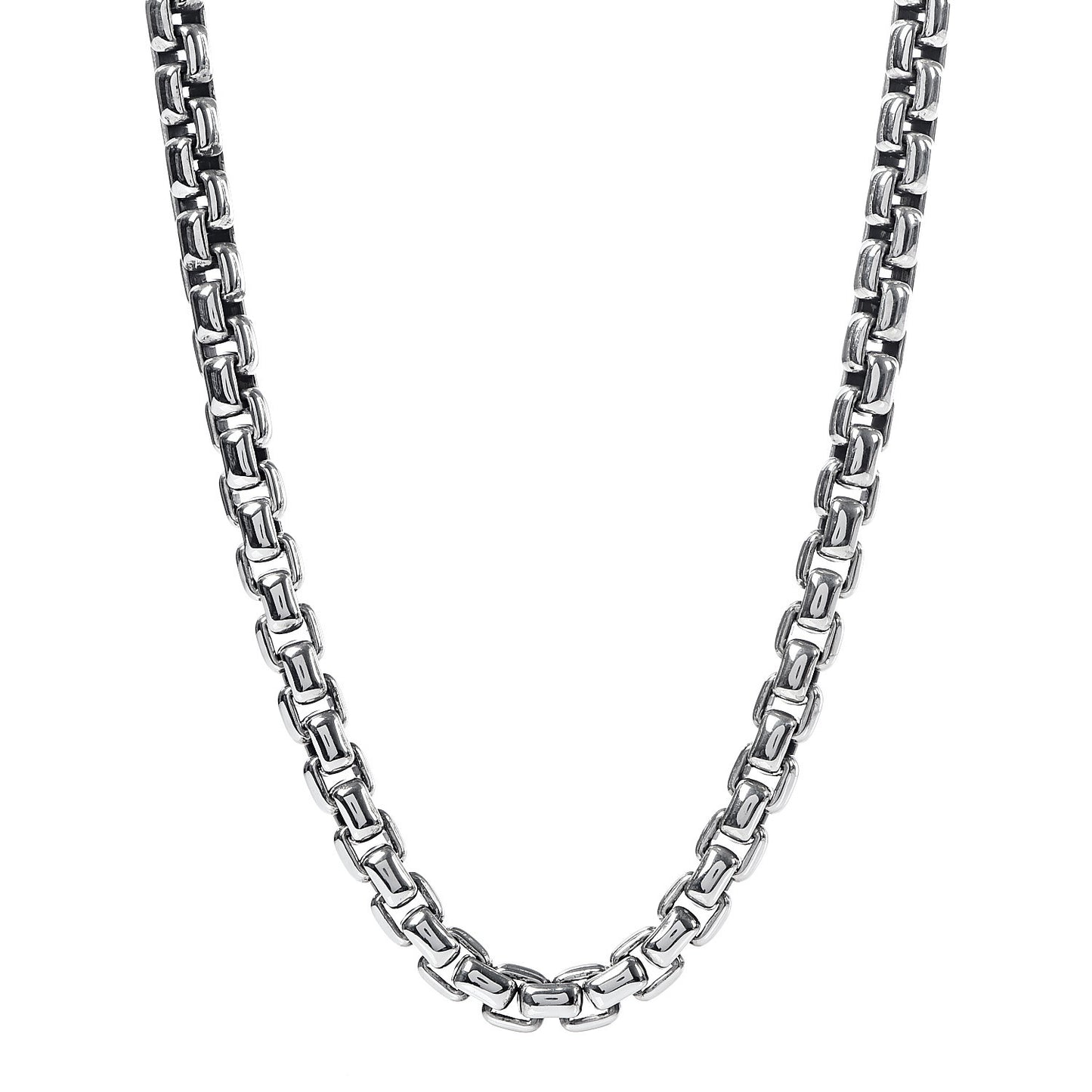 Sterling Silver 7.5mm Box Chain Necklace 20"
