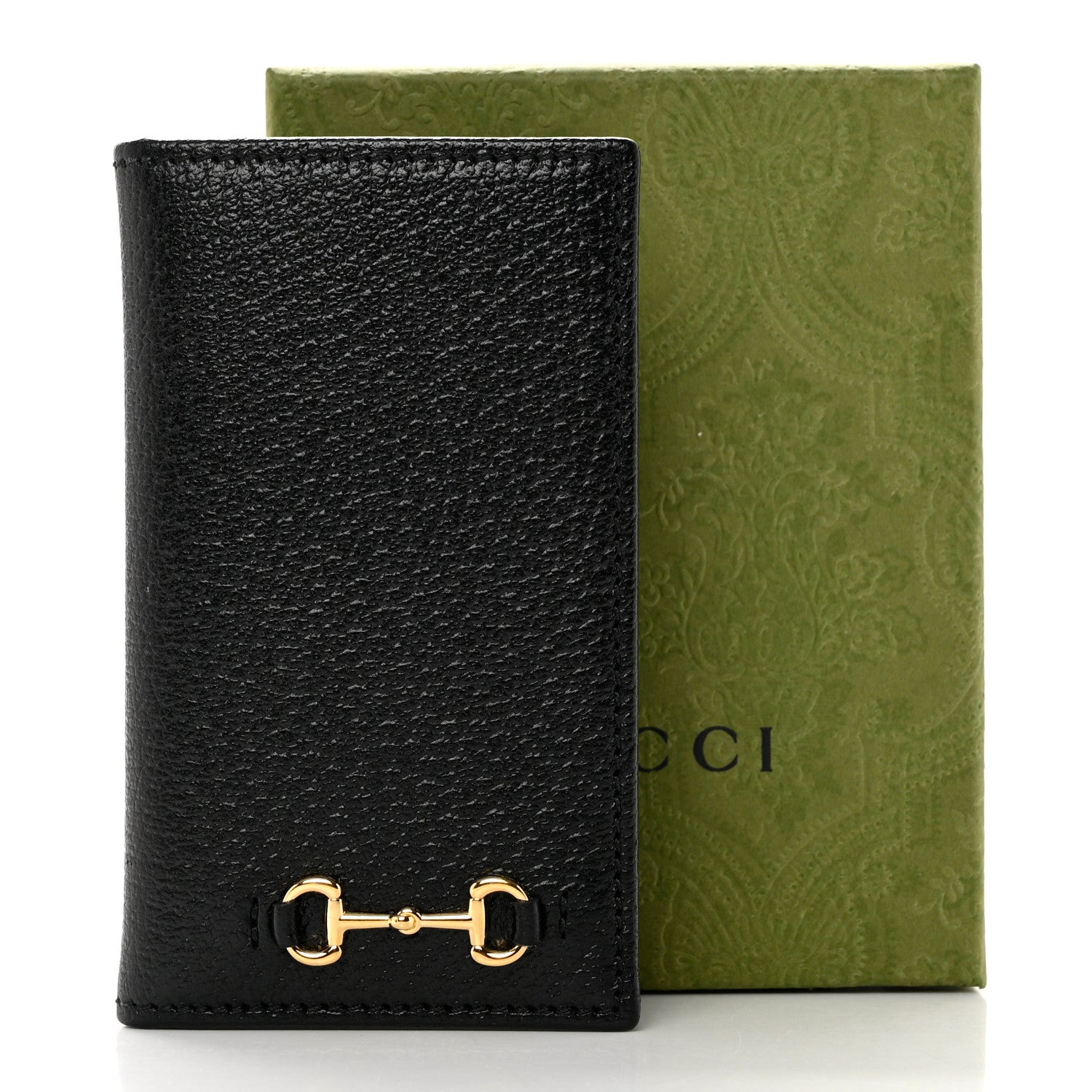 Gucci Textured Dollar Calfskin Horsebit Card Holder Black 7 of 7