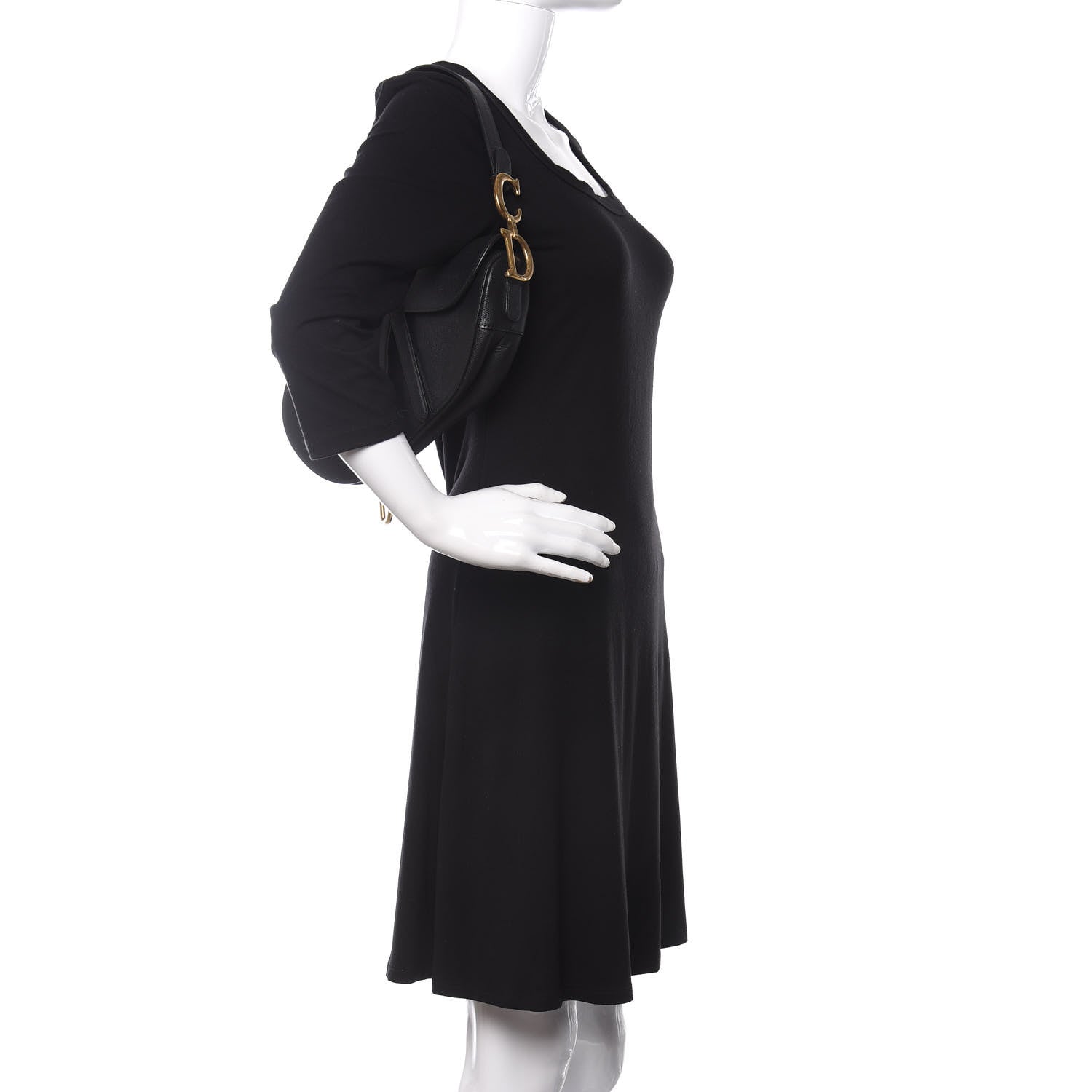 Christian Dior Grained Calfskin Saddle Bag Black 2 of 12