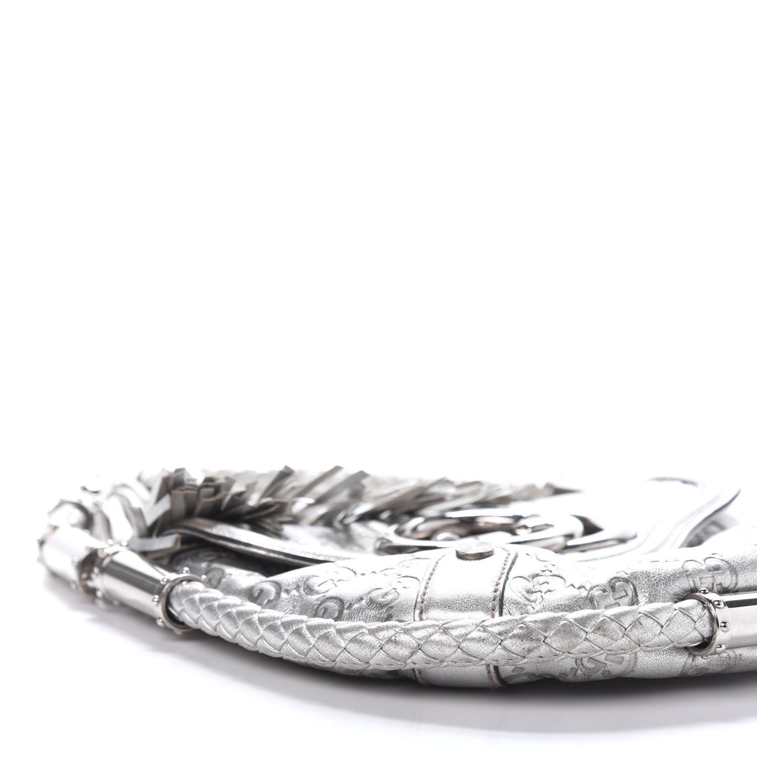 Gucci Guccissima Small Britt Tassel Shoulder Bag Silver 7 of 17