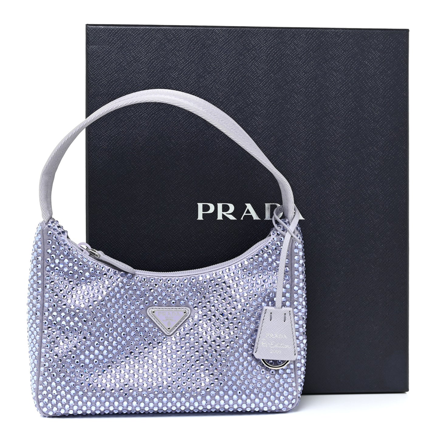 Satin Crystal Mini Re-Edition 2000 Bag Glicine
