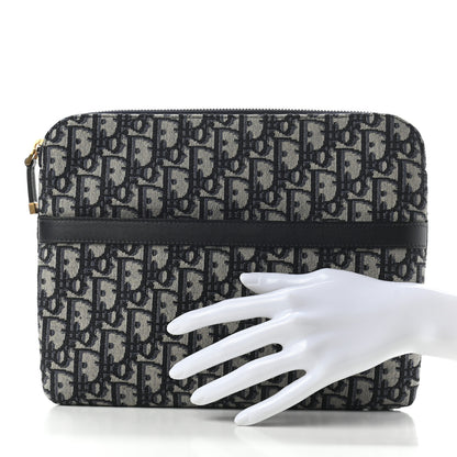 Christian Dior Oblique Pouch Clutch Blue 3 of 8