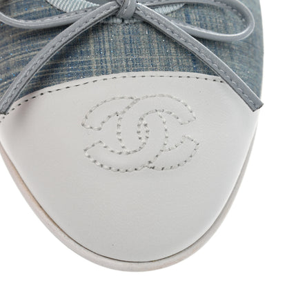 Chanel Suede Calfskin Lambskin CC Cap Toe Ballerina Flats 36.5 Light Blue 11 of 12