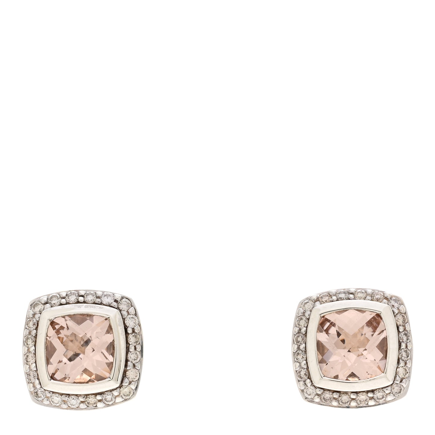 Sterling Silver Diamond Morganite 7mm Petite Albion Earrings