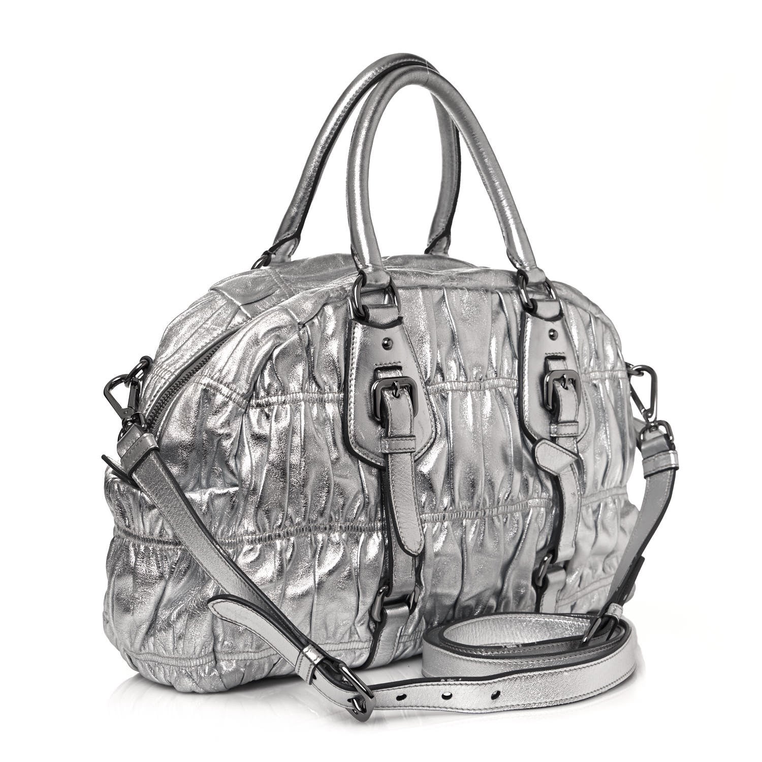 Prada Nappa Gaufre Bowler Argento 3 of 12