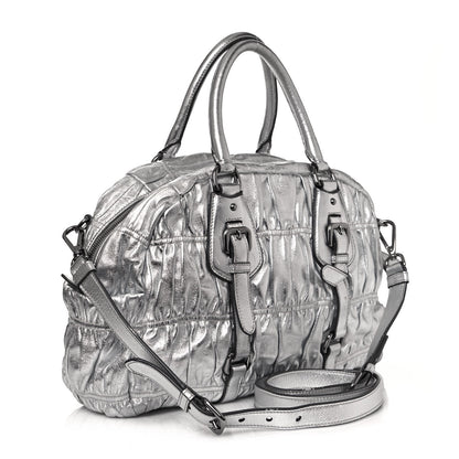 Prada Nappa Gaufre Bowler Argento 3 of 12