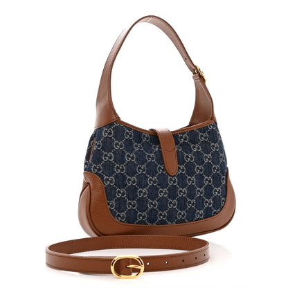 Gucci New Denim GG Monogram Calfskin Small Jackie 1961 Hobo Blue Tea Cuir 3 of 10
