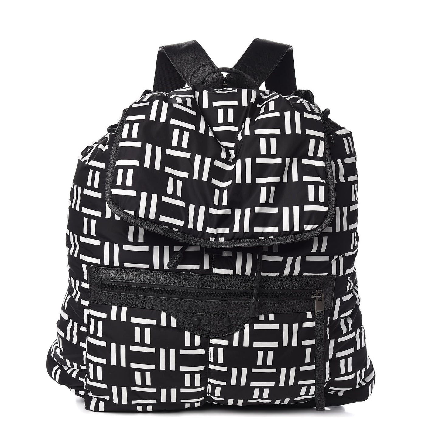 Nylon Rubber Printed S Traveler Backpack Black White