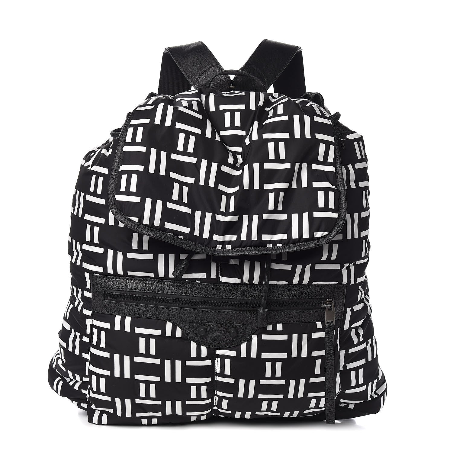 Balenciaga Nylon Rubber Printed S Traveler Backpack Black White 1 of 10