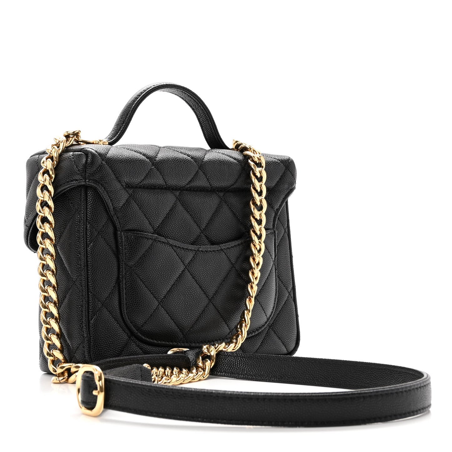 Caviar Quilted Handy Box Vanity Case Black