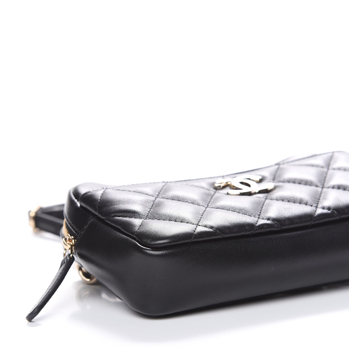 Lambskin Quilted Waist Bag Black